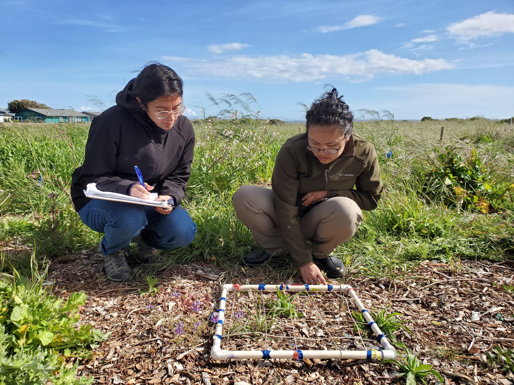 Jennifer Valdez and Janine Tan taking data on independent research